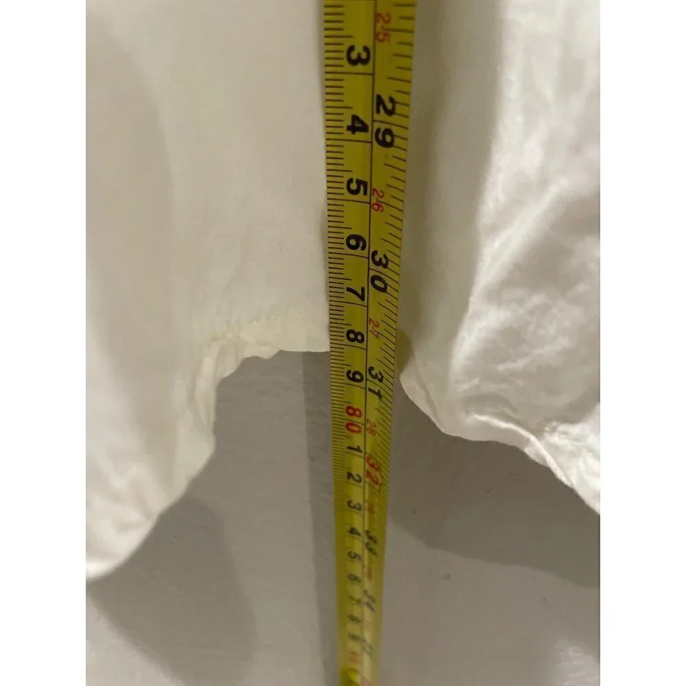 Michael  KORS Career WOMENS WHITE BLOUSE 1/4 ZIP V-NECK LONG SLEEVE SIZE LARGE